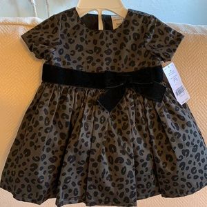Black leopard print special occasion baby dress